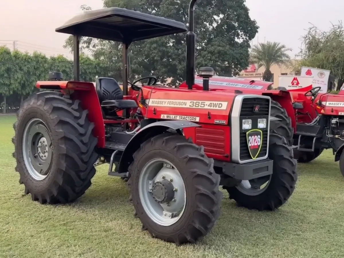 MF 385 4WD tractor used as MF 385 export model reference